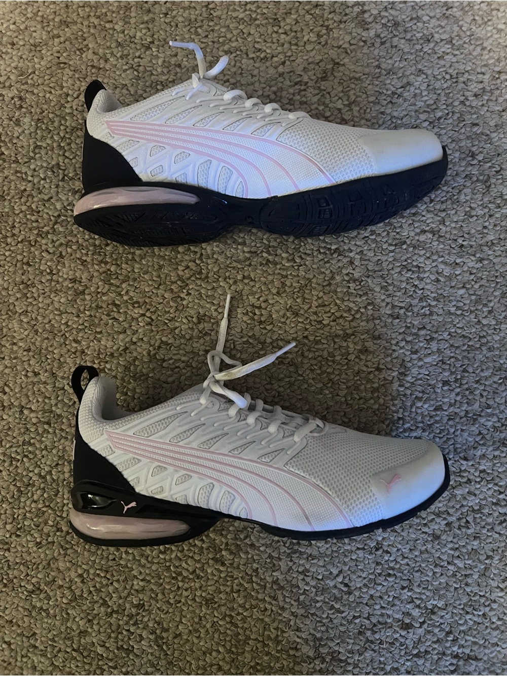 Women’s Puma White Mesh Sneakers with Subtle Pink Accents